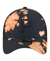 New Era Men's Black Pittsburgh Pirates Bleached A-Frame 9FORTY Adjustable Hat