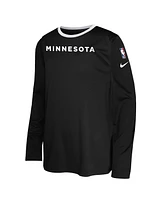 Nike Big Boys and Girls Black Minnesota Timberwolves 2024/25 City Edition Pregame Performance Long Sleeve Shooting T-Shirt