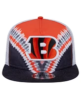 New Era Men's Orange/Black Cincinnati Bengals Throwback Dye Golfer Snapback Hat