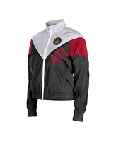 5th & Ocean Women's Black Atlanta United Fc Leisure Cropped Full-Zip Windbreaker Jacket