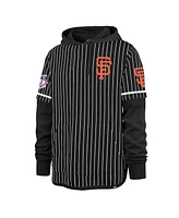 '47 Brand Men's Black San Francisco Giants Pinstripe Double Header Pullover Hoodie
