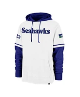 '47 Brand Men's White Seattle Seahawks Throwback Shortstop Pullover Hoodie