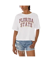 Gameday Couture Women's White Florida State Seminoles Claim To Fame Boxy Cropped T-Shirt