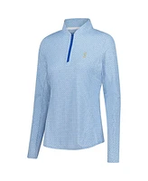 Peter Millar Women's Light Blue The Players Goldman Mar-Tee-Ni Break Quarter-Zip Sun Shirt Pullover Sweatshirt