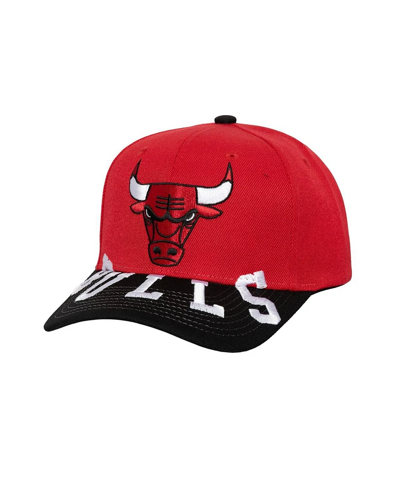 Mitchell & Ness Men's Red/Black Chicago Bulls Under Arch Two-Tone Pro Crown Snapback Hat
