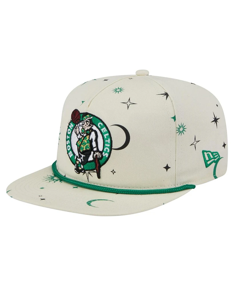 New Era Men's Cream Boston Celtics Lunar Golfer Snapback Hat
