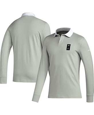 Adidas Men's 2023 Player Gray Sporting Kansas City Travel Long Sleeve Polo Shirt
