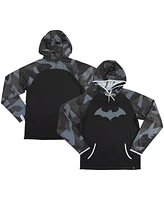 Heroes & Villains Men's and Women's Black Batman Camo Raglan Performance Pullover Hoodie