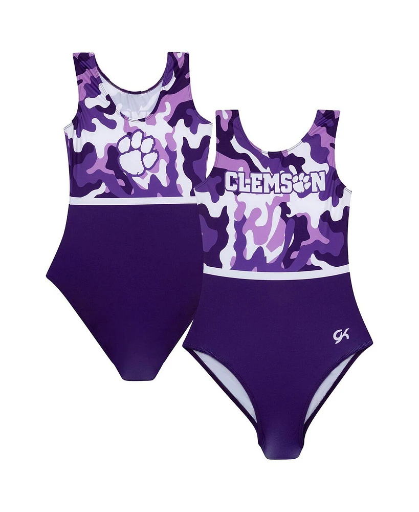 Gk Elite Big Girls Purple Clemson Tigers Replica Leotard