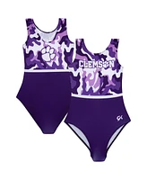 Gk Elite Big Girls Purple Clemson Tigers Replica Leotard
