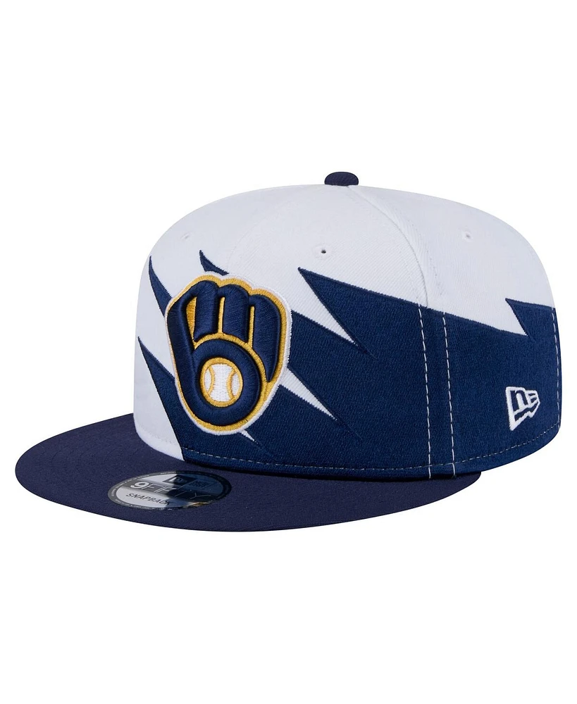 New Era Men's Navy/White Milwaukee Brewers Jagged 9FIFTY Snapback Hat