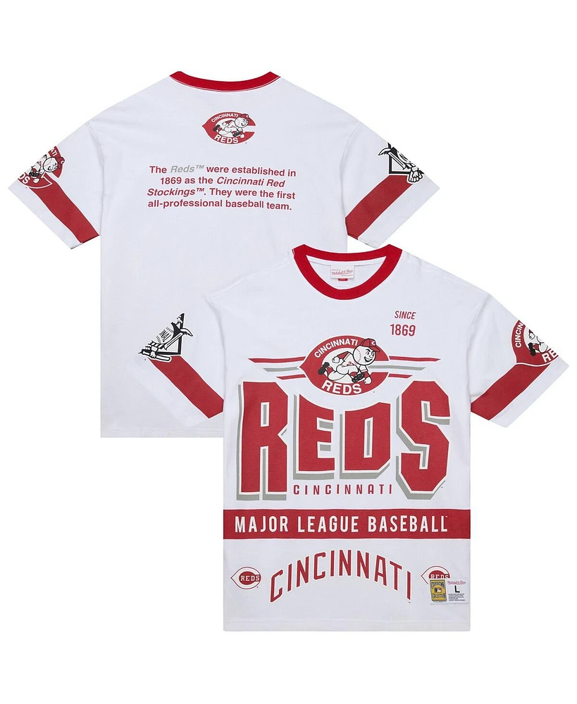 Mitchell & Ness Men's White Cincinnati Reds Cooperstown Collection Team Origins Premium T-Shirt