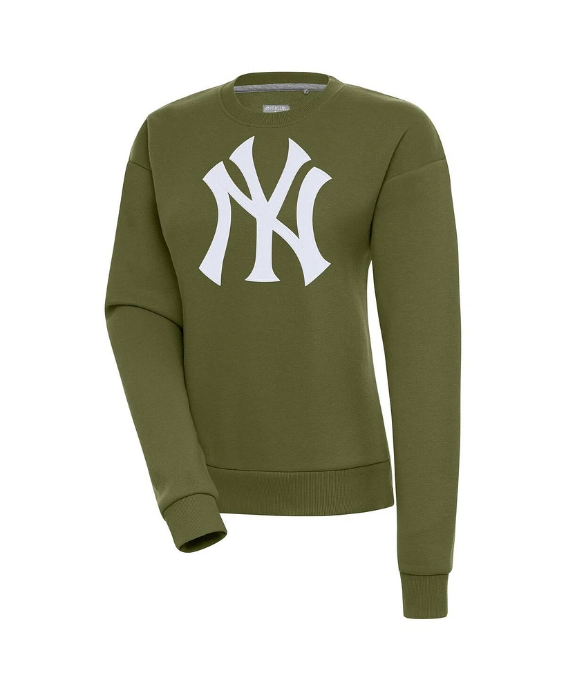 Antigua Women's Olive New York Yankees Victory Pullover Sweatshirt