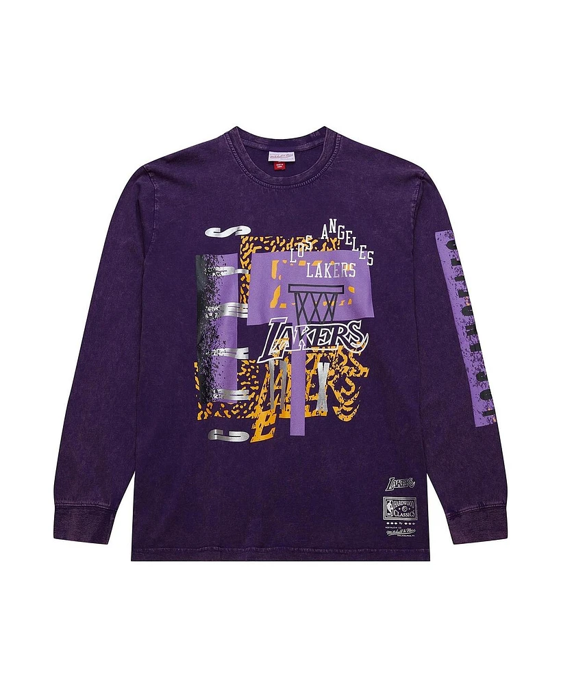 Mitchell & Ness Men's Purple Los Angeles Lakers 90s Reflective Lo-Fi Long Sleeve T-Shirt