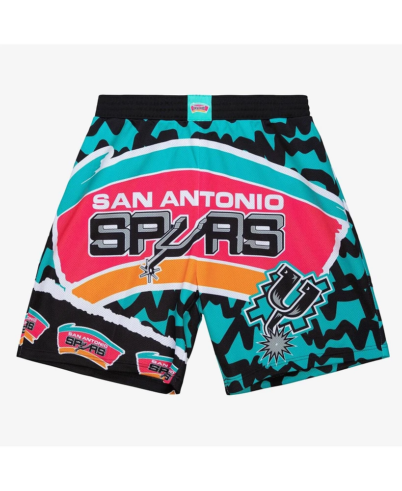 Mitchell & Ness Men's Black San Antonio Spurs Jumbotron 2.0 Sublimated Shorts