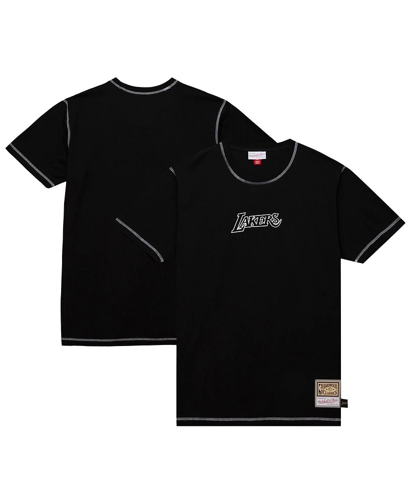 Mitchell & Ness Men's Black Los Angeles Lakers Hardwood Classics Contrast 2K Graphic T-Shirt