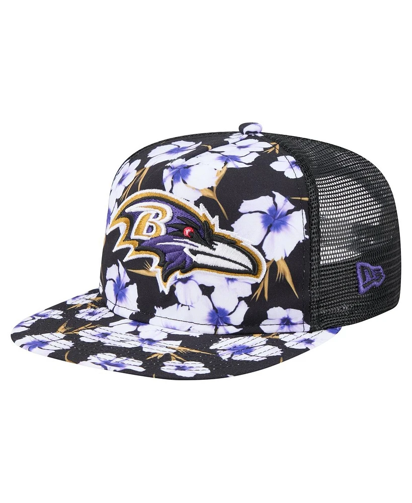 New Era Men's Black Baltimore Ravens Adventure Pattern Golfer Snapback Hat