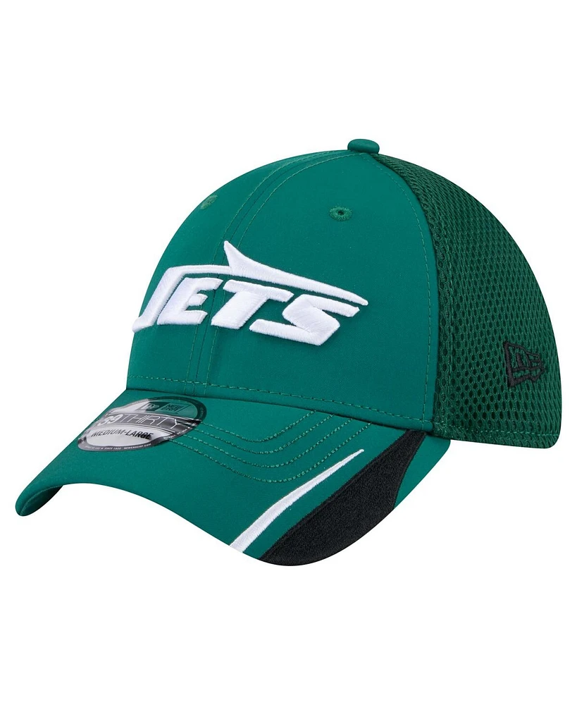 New Era Men's Green York Jets Game Day Linear 39THIRTY Flex Hat