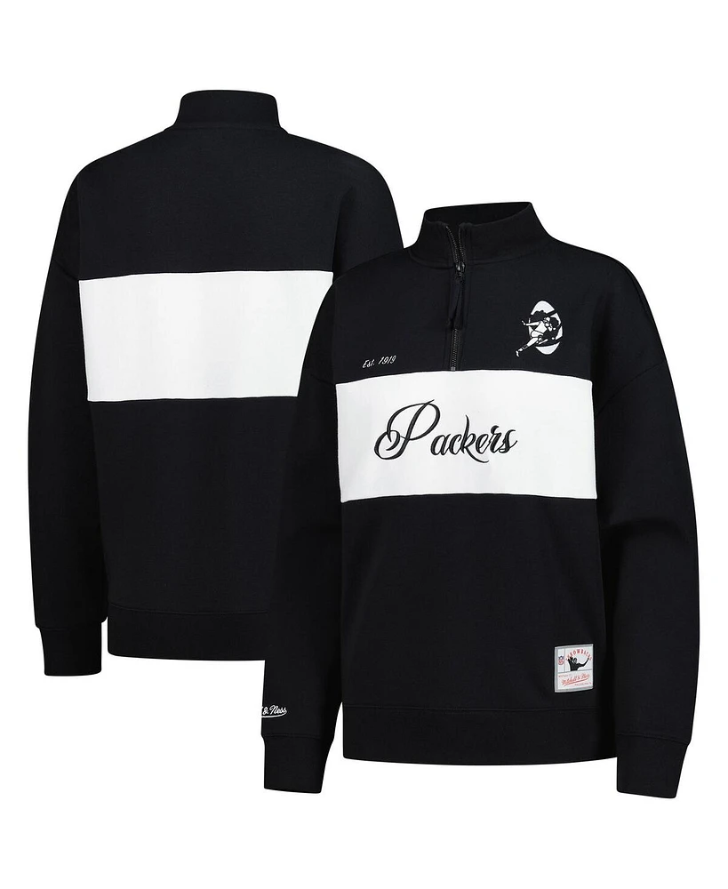 Mitchell & Ness Women's Black Green Bay Packers Quarter-Zip Jacket