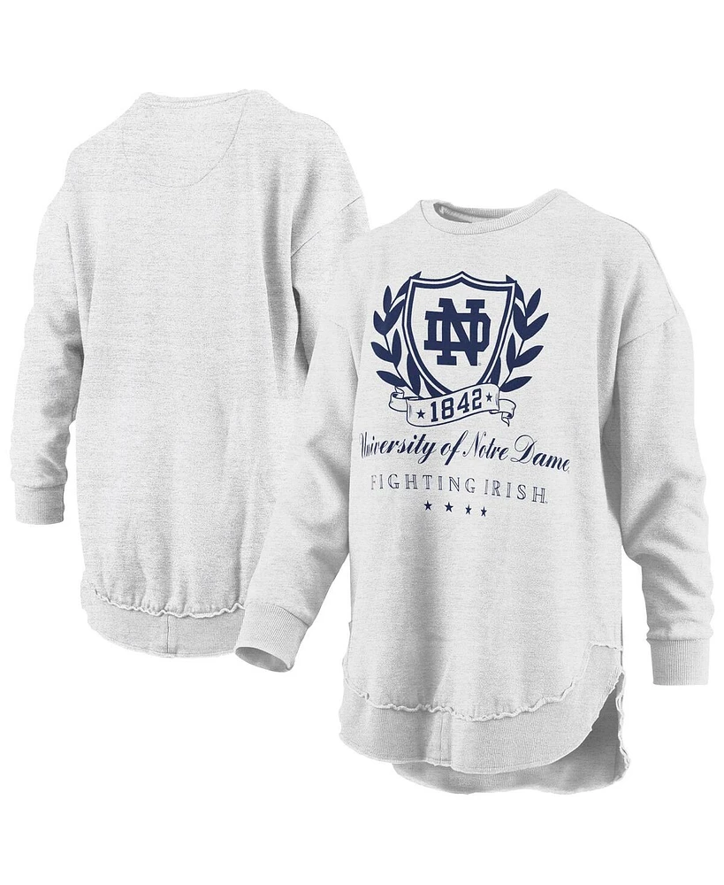 Pressbox Women's Heather Gray Notre Dame Fighting Irish Field Day Melange Poncho Pullover Sweatshirt