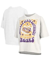 Pressbox Women's White Lsu Tigers Harmony Oversized T-Shirt
