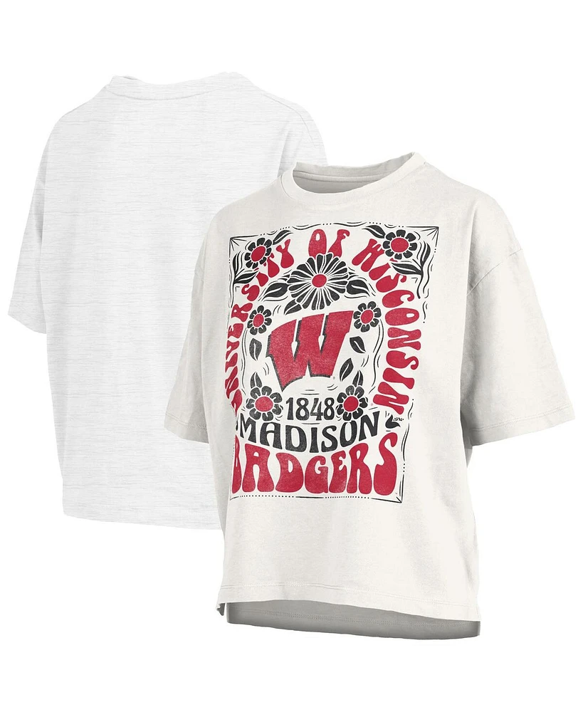 Pressbox Women's White Wisconsin Badgers Harmony Oversized T-Shirt