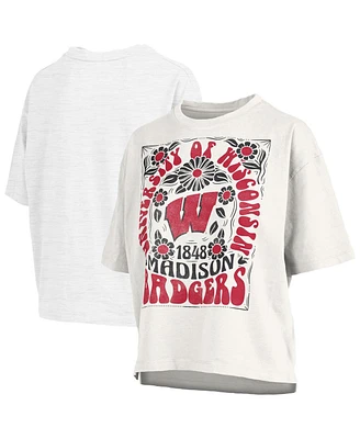Pressbox Women's White Wisconsin Badgers Harmony Oversized T-Shirt