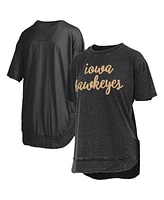Pressbox Women's Black Iowa Hawkeyes Poncho T-Shirt