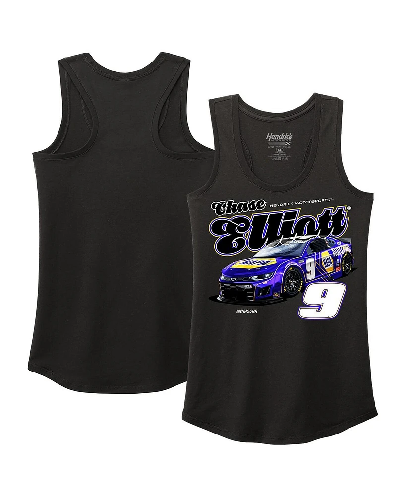 Hendrick Motorsports Team Collection Women's Black Chase Elliott Name Number Racer Back Tri-Blend Tank Top