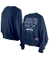 New Era Women's Navy Memphis Grizzlies Hardwood Classics Enzyme Wash Oversized Boxy Pullover Sweatshirt