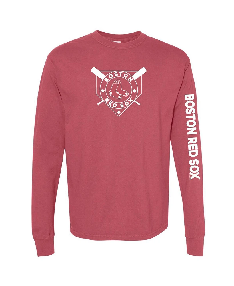 Soft as a Grape Women's Red Boston Sox Pigment Dye Long Sleeve T-Shirt