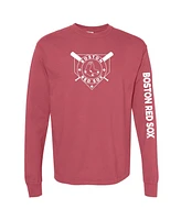 Soft as a Grape Women's Red Boston Sox Pigment Dye Long Sleeve T-Shirt