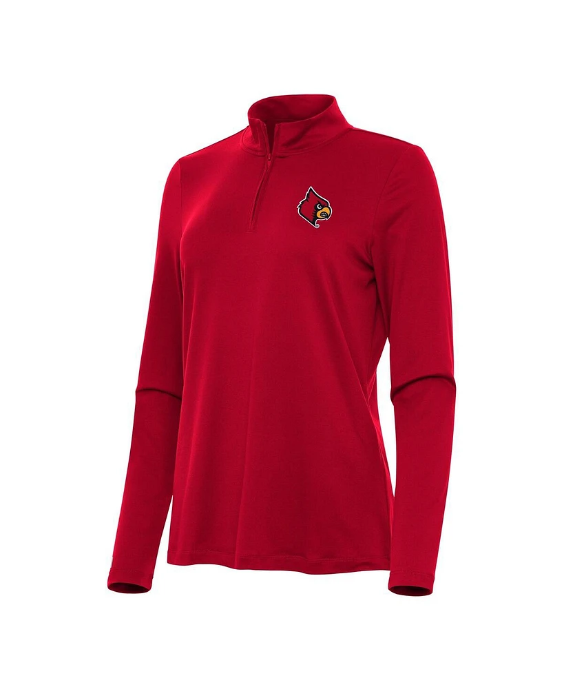 Antigua Women's Red Louisville Cardinals Reprocess Quarter-Zip Top