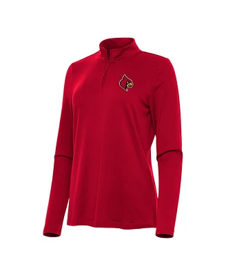 Antigua Women's Red Louisville Cardinals Reprocess Quarter-Zip Top