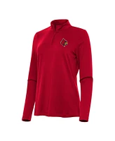 Antigua Women's Red Louisville Cardinals Reprocess Quarter-Zip Top