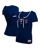 New Era Women's Navy Boston Red Sox Throwback Lace Up T-Shirt