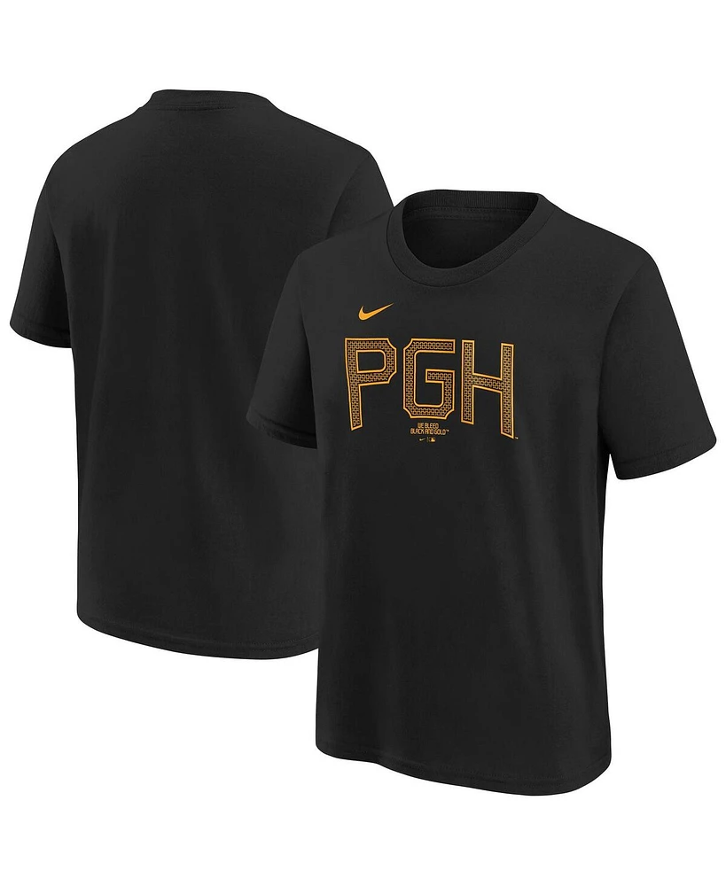 Nike Big Boys and Girls Black Pittsburgh Pirates City Connect Wordmark T-Shirt
