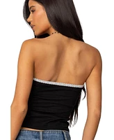 Edikted Women's Enora Embroidered Rose Tube Top