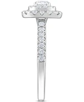 Diamond Cushion Shaped Round-Cut Multi Halo Engagement Ring (1 ct. t.w.) in 14k White Gold