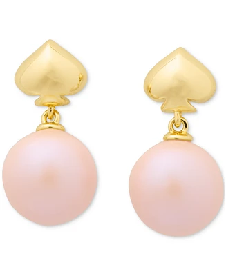 kate spade new york Gold-Tone Spade & Imitation Pearl Drop Earrings