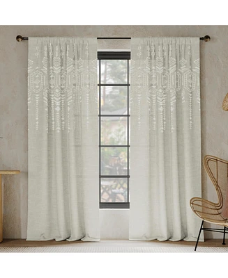 Palo Global Embroidery Semi-Sheer Rod Pocket Curtain Panel