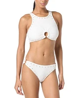 Michael Michael Kors Womens Crepe Ring Studded Front Crop Top Crepe Ring Studded Front Bottoms