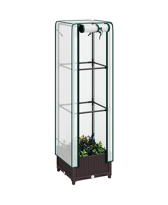 Outsunny Raised Flower Bed with Trellis, 15.7" x 15.7" x 48.8",