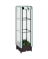 Outsunny Raised Flower Bed with Trellis, 15.7" x 15.7" x 48.8",