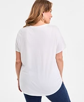 Style & Co Plus Printed Crewneck Graphic T-Shirt