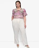 Dkny Plus Aero Crepe High Rise Wide Leg Pants