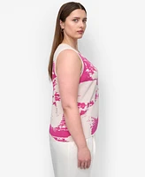 Dkny Plus Printed Sleeveless Knit Top