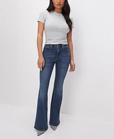 Good American Petite Mid-Rise Flare-Leg Jeans