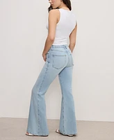 Good American Petite Soft-Tech Mid-Rise Flare-Leg Jeans