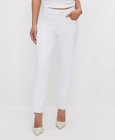Good American Women's Petite Straight Raw Hem Jeans